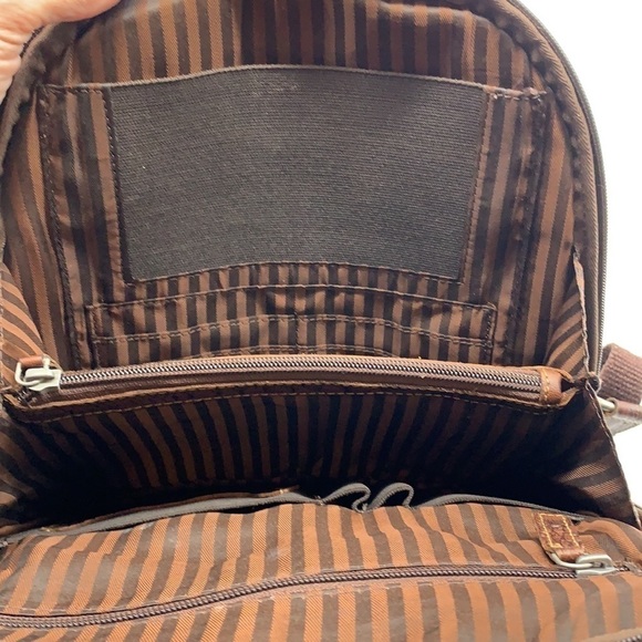 Jack Georges Brown Leather Aligator Embossed Backpack. BRN1589B main image 8